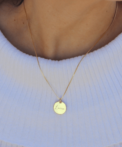 Colar com Nome e Dedicatória Personalizados | Pingente Circular