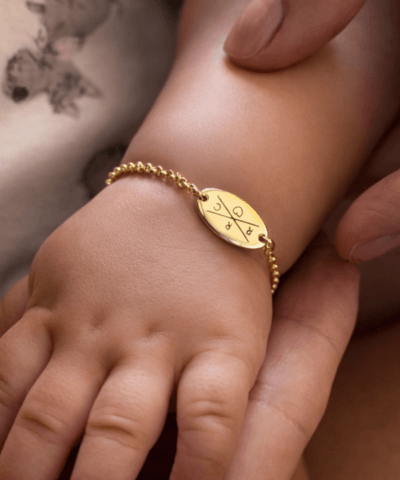 Pulseira para Bebês e Crianças Personalizada com Gravação Livre | Pingente Oval