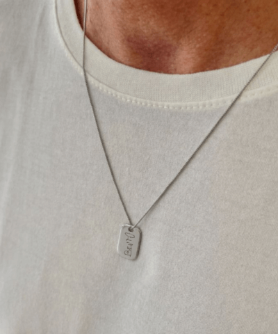 Colar com Grafia de Próprio Punho | Pingente Retangular + Corrente Veneziana